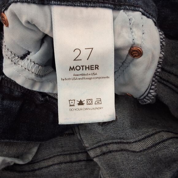Mother The Looker Jean Women 27 (28x27)* Ankle Fray Mid Rise Dark Wash Skinny - Picture 6 of 12